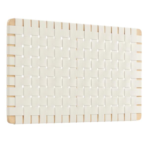 Sparta Weave Wall-Mount Twin Vegan Leather Headboard - Natural Beige 
