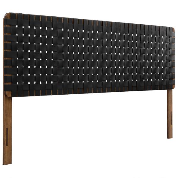 Sparta Weave King Vegan Leather Headboard - Walnut Black 