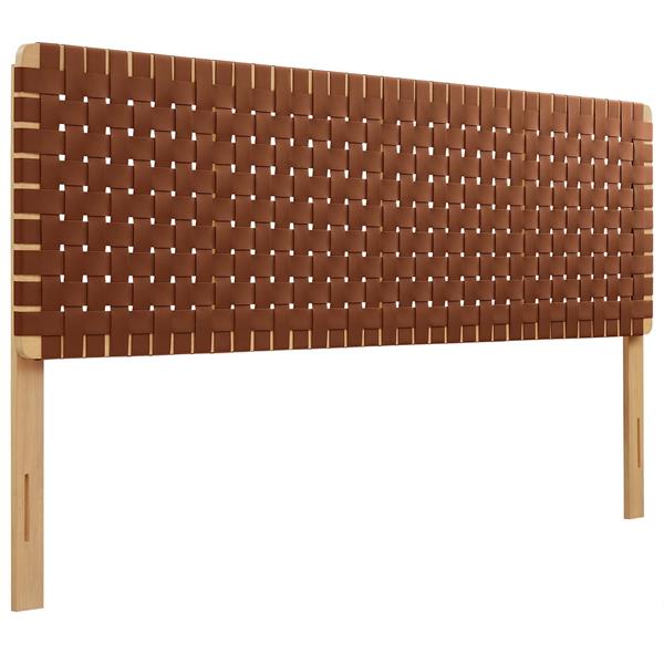 Sparta Weave King Vegan Leather Headboard - Natural Brown 