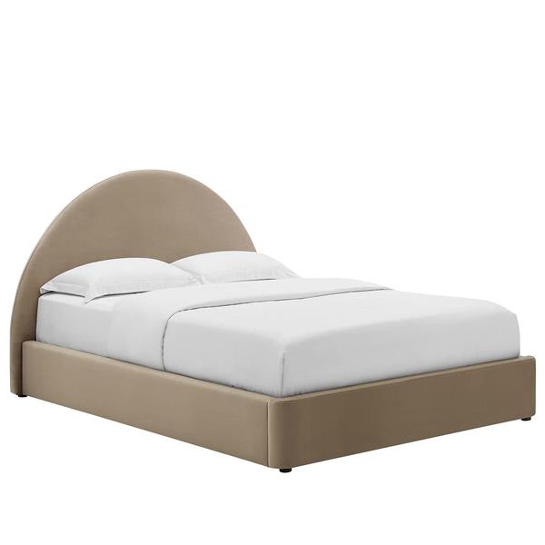 Resort Performance Velvet Arched Round Full Platform Bed - Taupe 