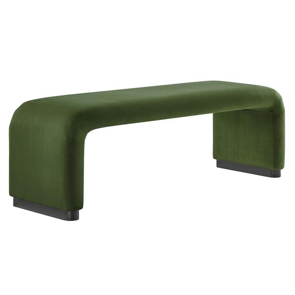 Koda Performance Velvet Waterfall Long Bench - Black Moss Green 