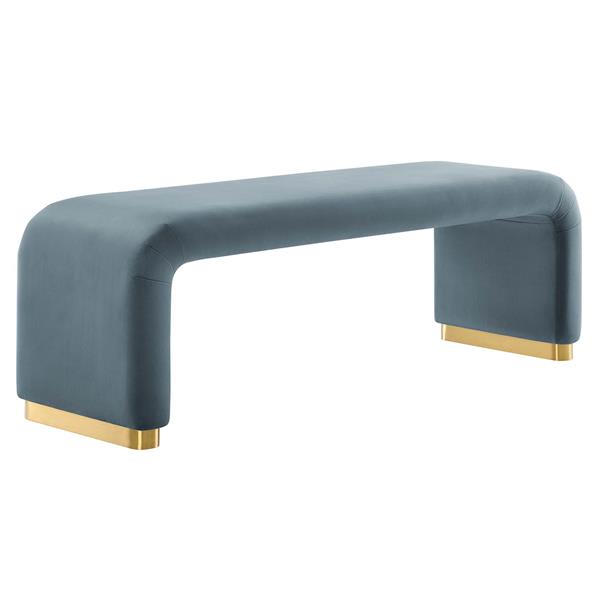 Koda Performance Velvet Waterfall Long Bench - Brass Cadet Blue 