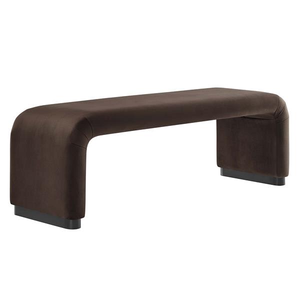 Koda Performance Velvet Waterfall Long Bench - Black Chocolate Brown 