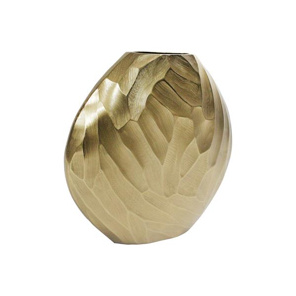 Aluminum 10"H Hammered Vase -  Champagne 