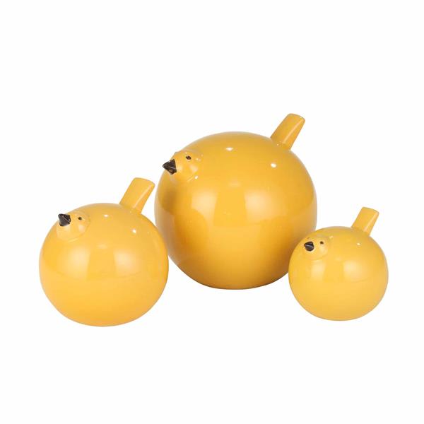 Set of 3 Ceramic Bir 7.5"- Yellow 