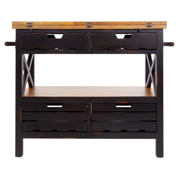 Cassidy Kitchen Island - Antique Black and Light Mahogany 