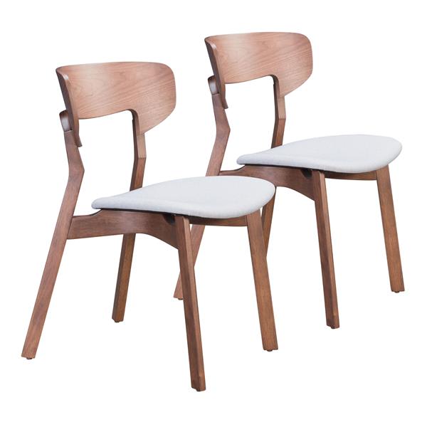 Russell Dining Chair Walnut and Light Gray - Set of 2 