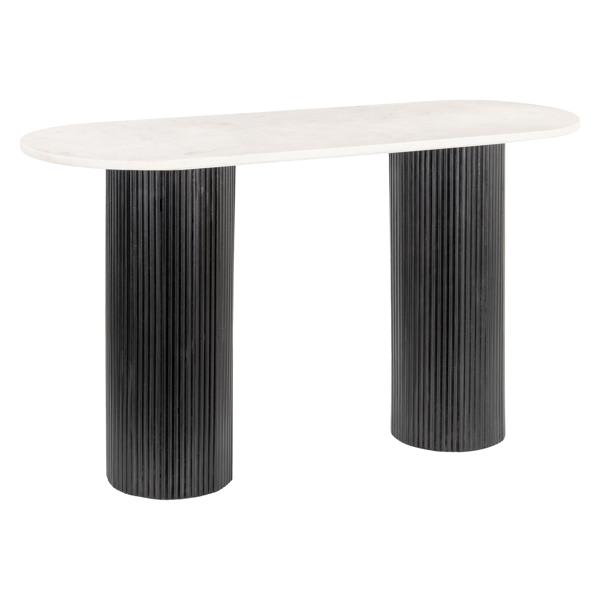 Izola Console Table with Marble Top and Painted Mango Wood Base - White and Black 