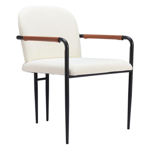 Sibu Dining Chair - Cream - Black Powder Coated Steel Legs 