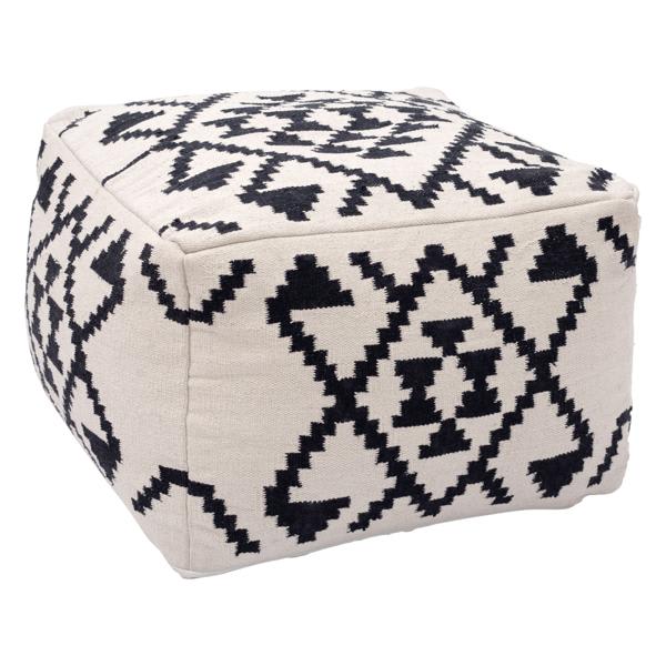 Lizardo Ottoman - Beige and Black 