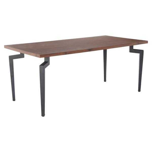 Kani 35"W x 70"L Dining Table Walnut - Black Steel Base 