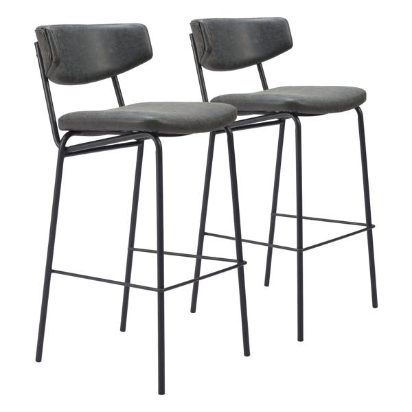 Charon 26" Seat Height Barstool - Vintage Black - Set of 2 