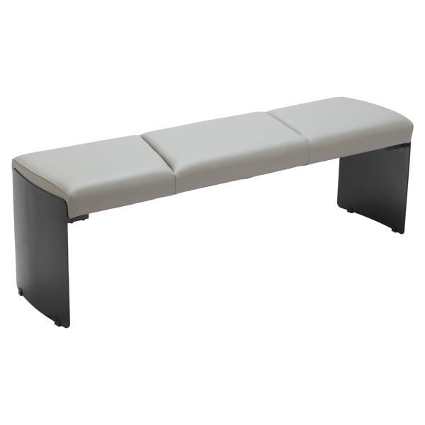 Muir Bench Gray - Powder Coated Steel Legs - Black 