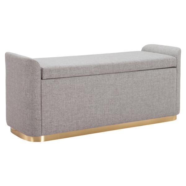 Dobo 48" Storage Bench - Gray - Performance Fabric - Brushed Steel Legs 