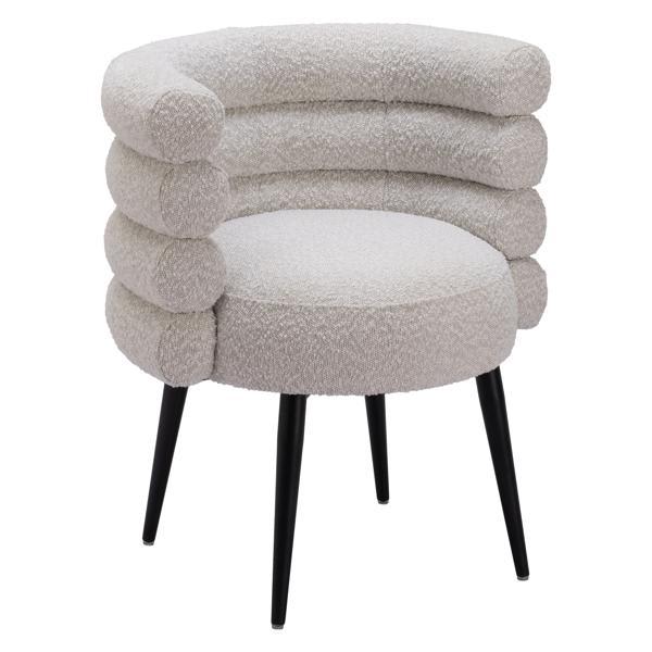 Grena 30" Dining Chair - Misty Gray Teddy Fabric - Powder Coated Steel 