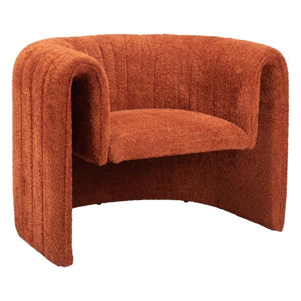 Viana 36" Accent Chair - Burnt Orange - Sherpa Fabric - Sturdy Steel Frame 