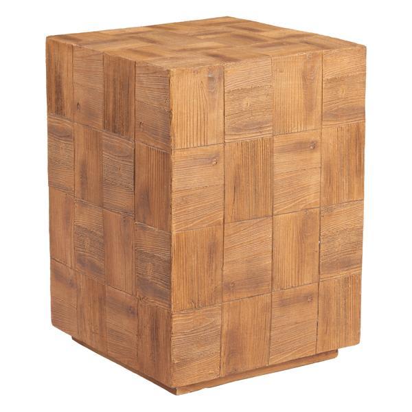 Cetka 16" Square Side Table - Natural Faux Wood Metal 