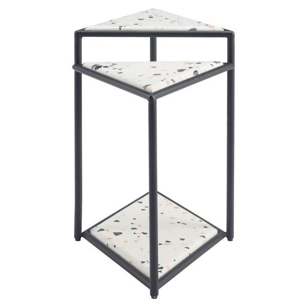 Miste 26" Side Table - Multicolor - Faux Terrazzo Stone and Sandblasted Steel 
