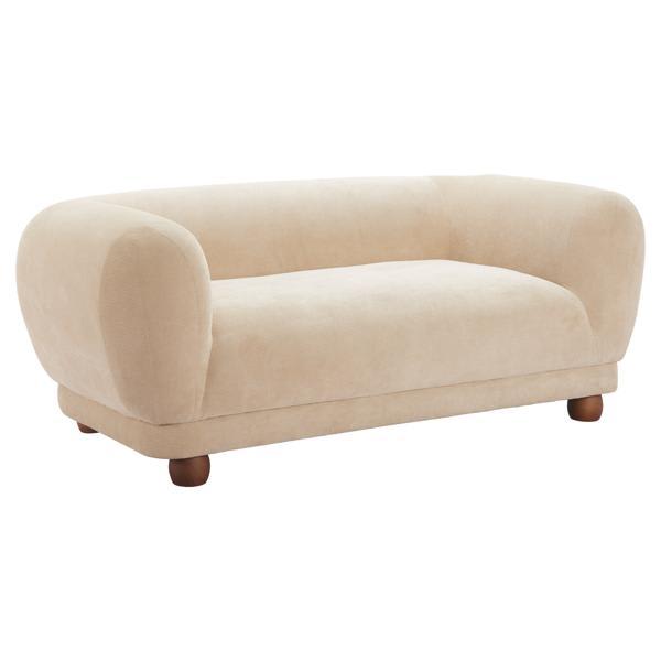 Boet 66" Loveseat - Taupe - Polyester and Elm Wood 