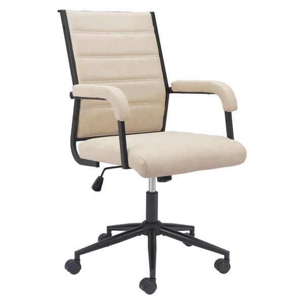 Auction 38" Office Chair - Beige Polyurethane - Black Steel Frame 