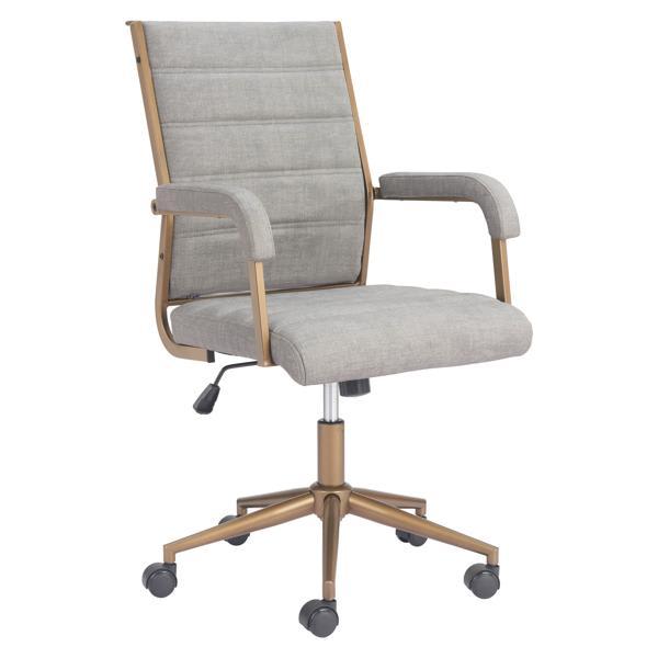 Auction 38" Office Chair - Gray Polyurethane - Bronze Steel Frame 