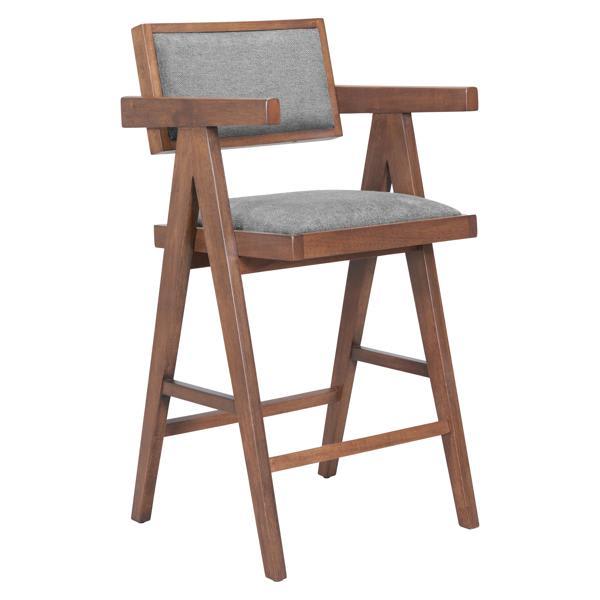Delhi Counter Stool - Armrest Support - Rubberwood and Polyester - Set of 2 