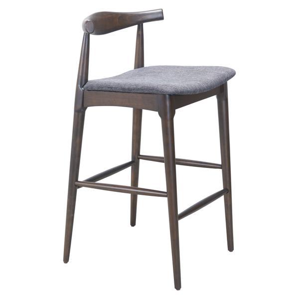 Tuzka 39"H Barstool - Ergonomic and Supportive Footrest - Performance Fabric - Gray and Brown 