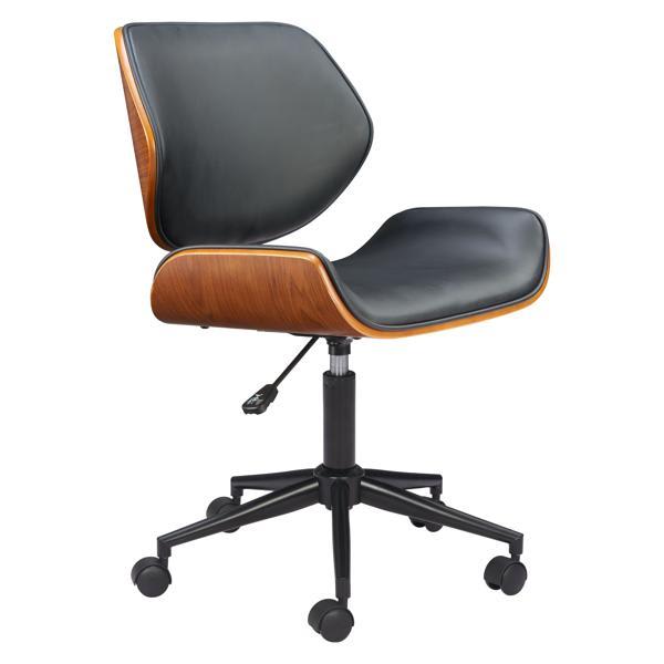 Flex 26" Low Back Office Chair - Black Faux Leather - Adjustable Height - Caster Wheels 
