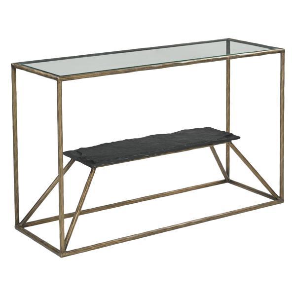 Ranol 48" Console Table - Brass - Glass - Natural Marble - Iron 