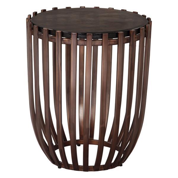 Kafig 18.5" Side Table - Recycled Sand Cast Glass - Bronze 