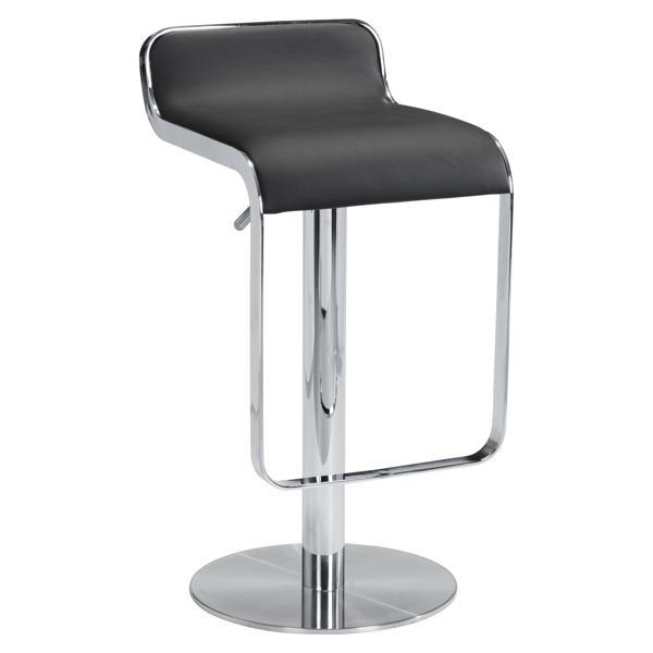 Equino Adjustable Barstool - Black Faux Leather - Chrome Steel Frame 