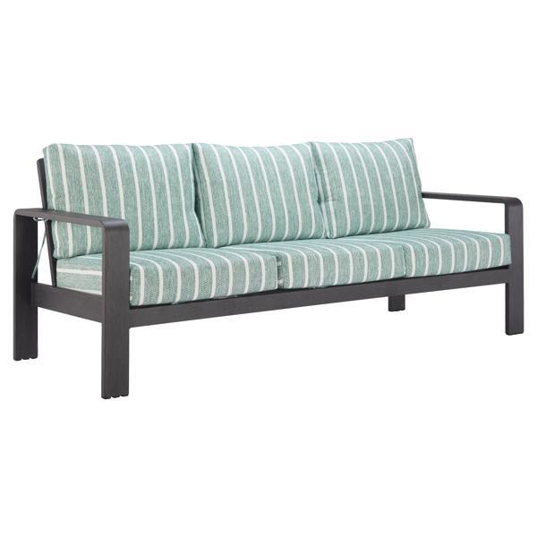 Rolig 83" Sofa - Green - Outdoor Fabric and Faux Wood Aluminum 