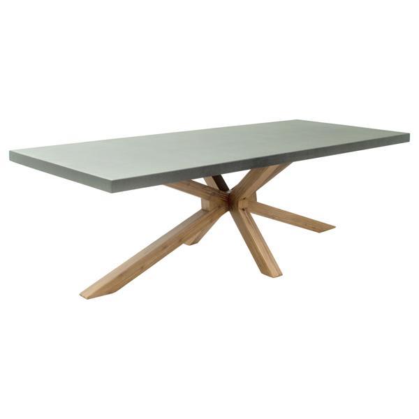 Suan 95" Rectangular Dining Table - Faux Concrete Duralcrete - Gray and Natural Acacia Wood 