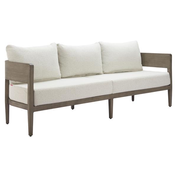 Foret 77" Sofa - Beige - Outdoor Fabric and Faux Wood Aluminum 