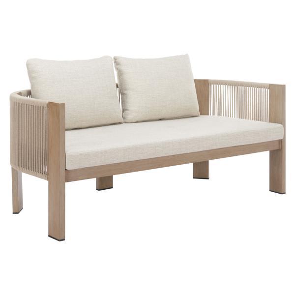 Rebel 58" Sofa - Beige - Outdoor Fabric - Powder Coated Aluminum Frame 