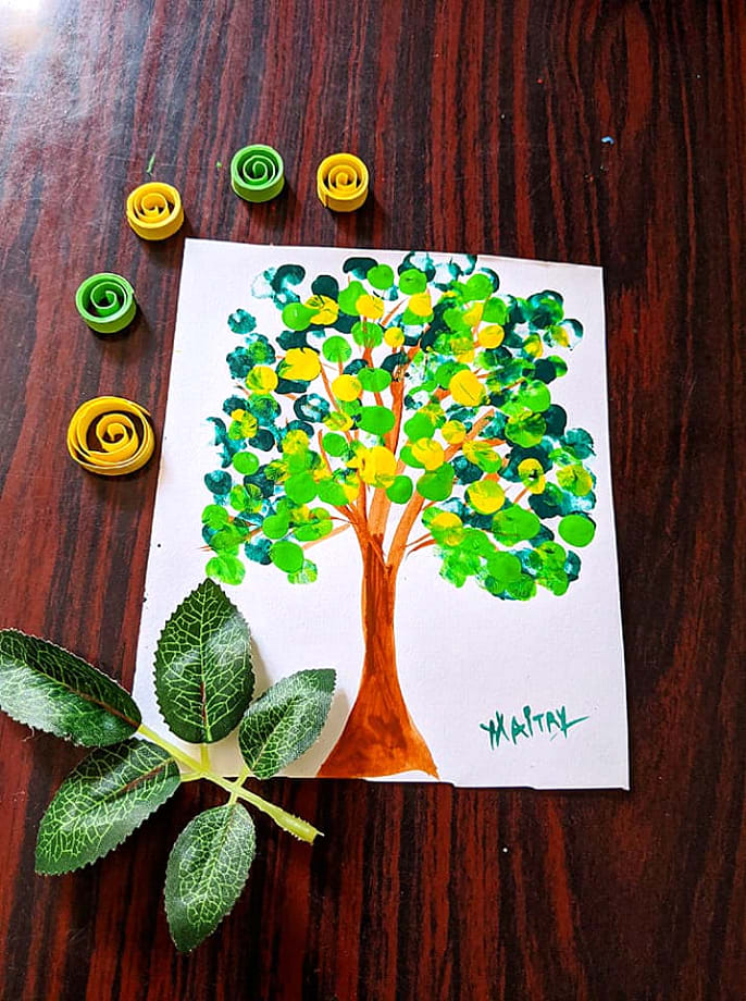 How to draw Tree with finger painting in easy way Maitrry P Shah