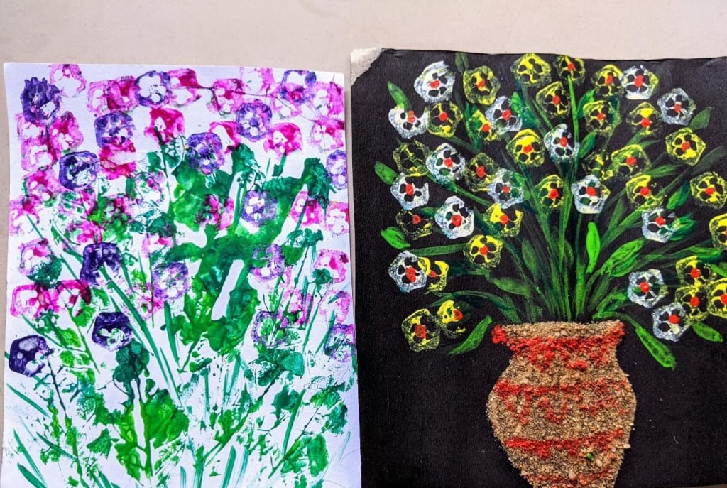 How to create painting with Bhindi(Lady finger/Okra)?