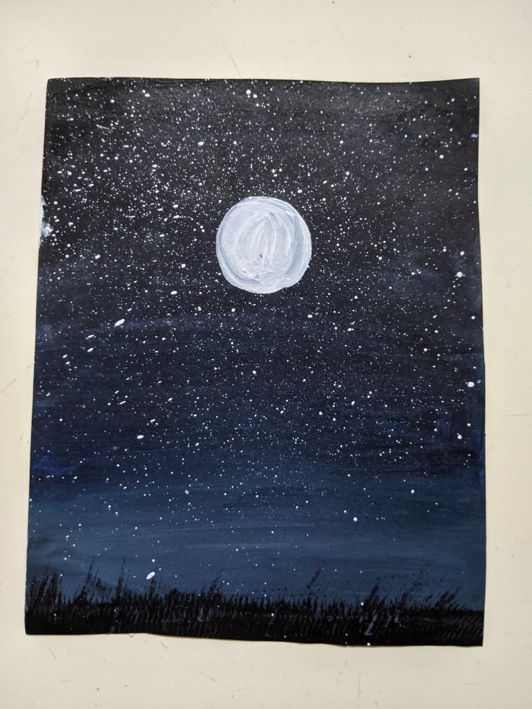 How to draw moon light painting in easy way?