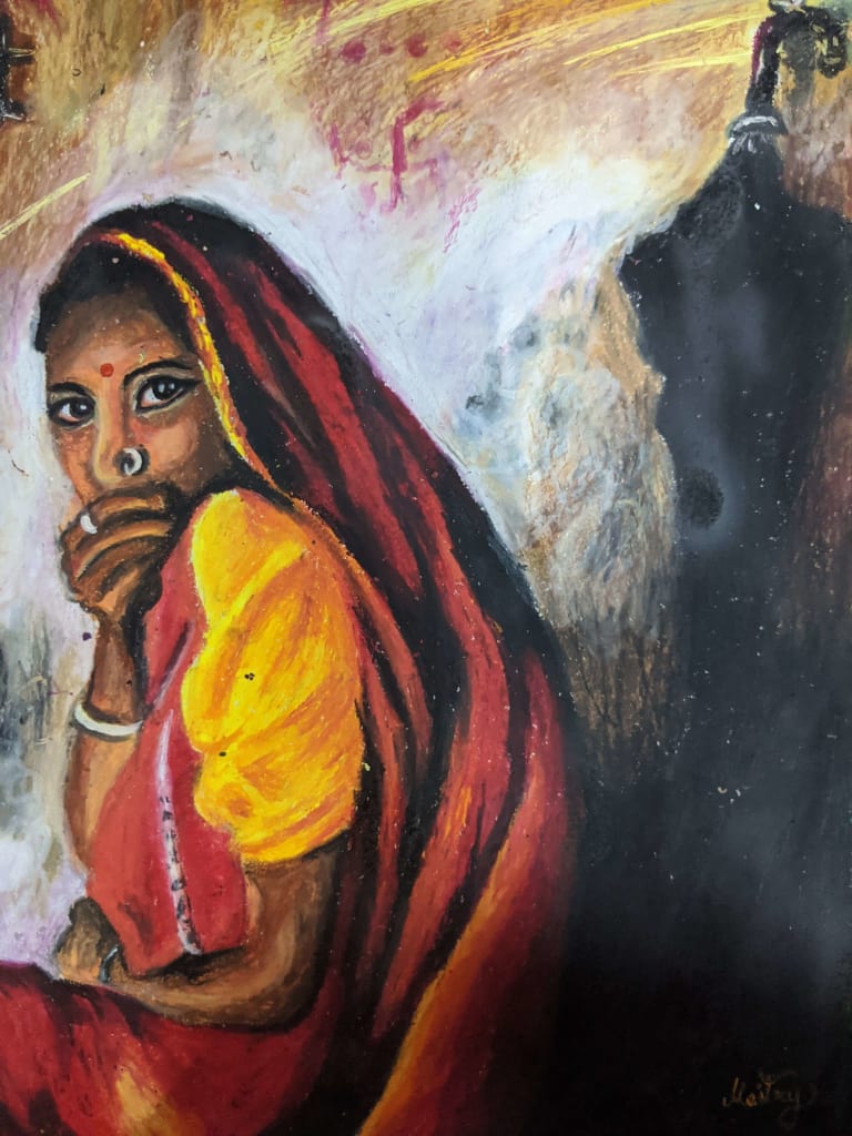 Maitry Shah's painting series on woman (2020)