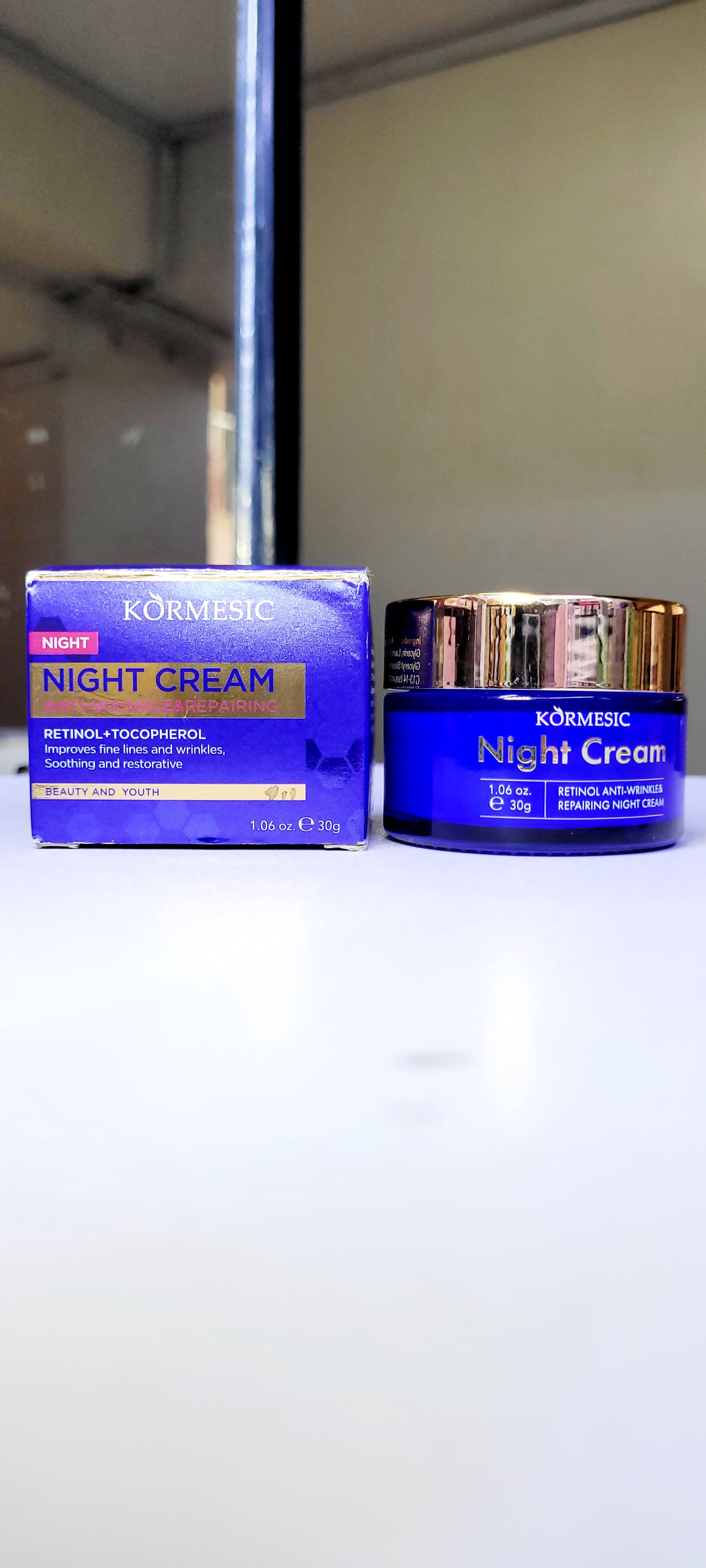 KORMESIC Retinol & Tocopherol Anti-Wrinkle Night Cream (30g) – Restorative Fine Line & Anti-Aging Face Moisturizer