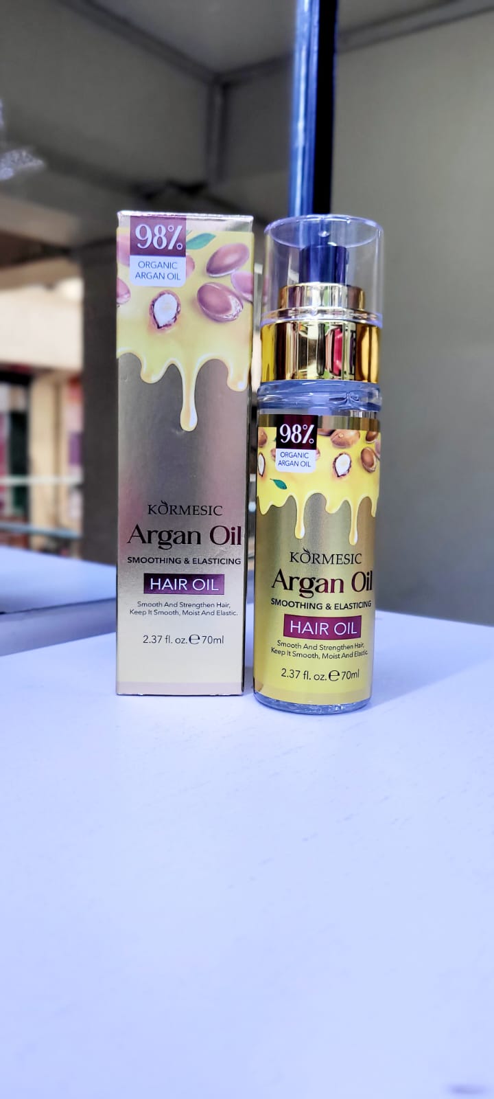 KORMESIC 98% Organic Argan Oil Hair Serum (70ml) – Smoothing, Elasticity & Hair Strengthening Moisturizer