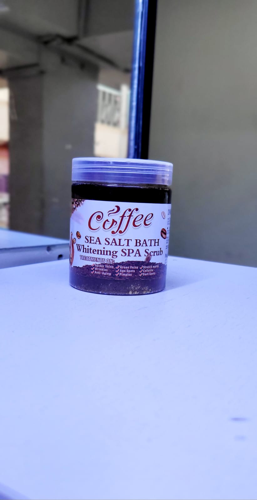 350g Coffee Sea Salt Bath Whitening SPA Scrub – Exfoliating Body Scrub for Stretch Marks, Cellulite, Dark Spots & Spider Veins