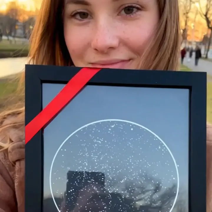 Cliente sosteniendo cuadro Pictura