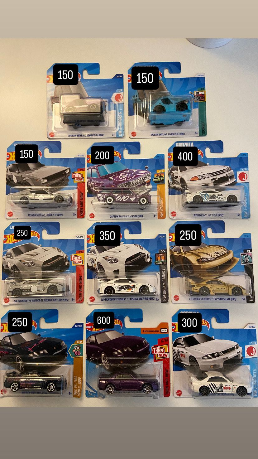 Hot Wheels Nissan Skyline - Silvia - R33 - R35 - R32