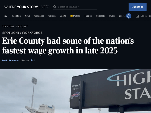Buffalo Niagara Region Sees Slow Hiring but Strong Wage Growth