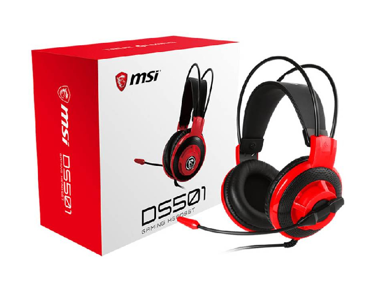 AURICULARES GAMER MSI DS501, C/MICRO, CONTROL VOLUMEN, MIC ON/OFF, NEGRO/ROJO