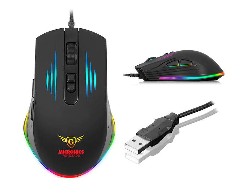 MOUSE MICRONICS RENEGADE MIC GM801 GAMER MACHINE, LED RGB, 6400 DPI