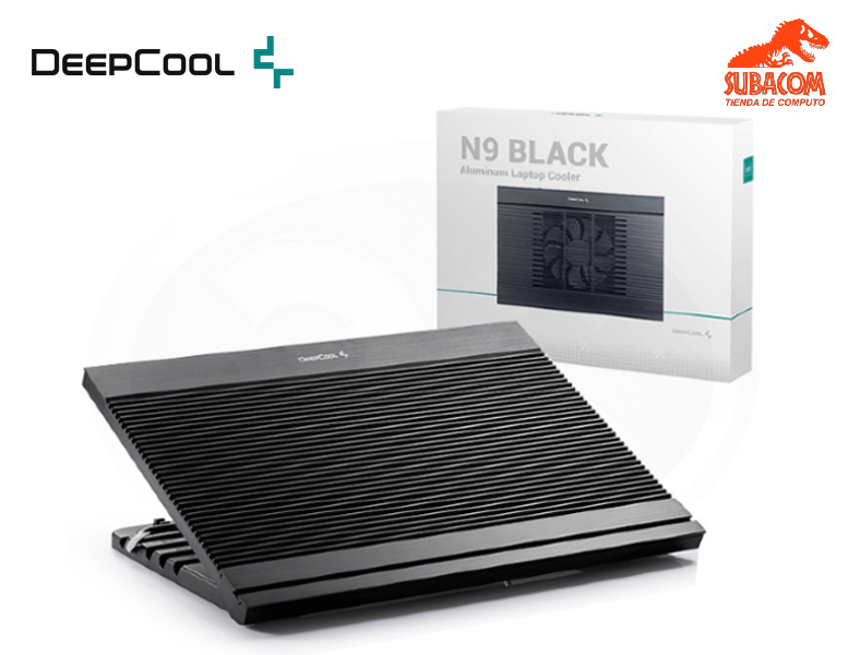 COOLER PARA LAPTOP, DEEPCOOL N9, HASTA 17", ALUMINIO, 1 FAN 180mm, 3 USB, ALTURA REGULABLE HASTA 45°, VELOCIDAD REGULABLE, COLOR PLATEADO