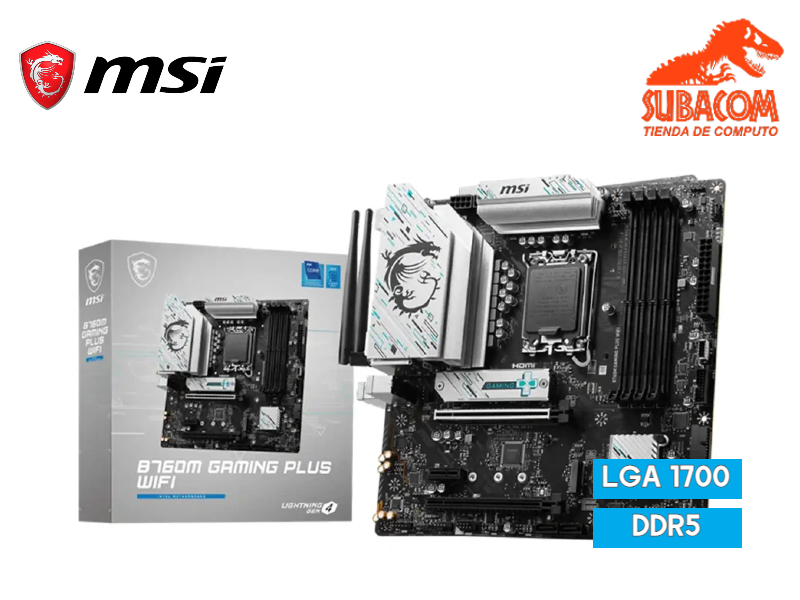 PLACA MADRE MSI B760M GAMING PLUS WIFI, INTEL LGA 1700, 4 RANURAS DDR5, WIFI 6, BLUETOOTH 5.3, mATX
