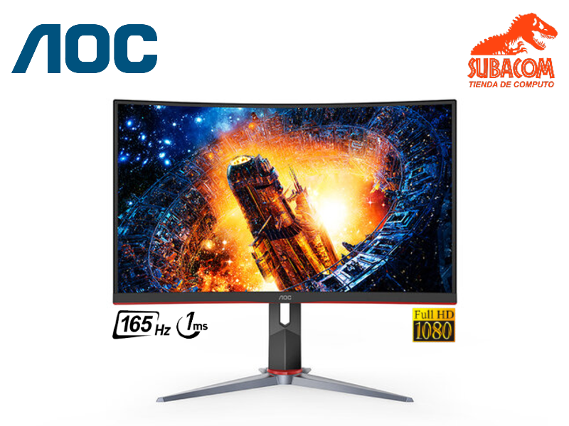 MONITOR CURVO GAMING AOC 24" C24G2, FULL HD, 165HZ, 1MS, PANEL VA, HDMI, VGA, DP, AMD FREESYNC